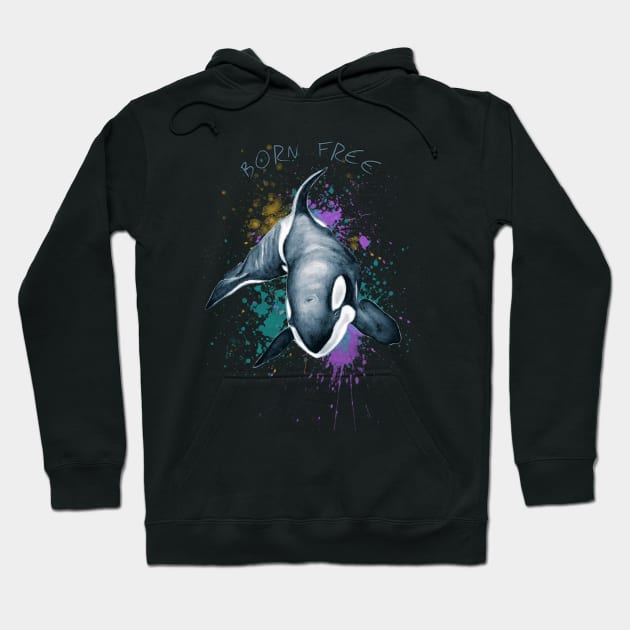 Orca Whale Born Free Keiko Art Hoodie by Seven Sirens Studios